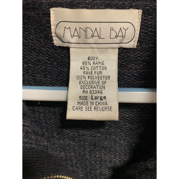 Vintage Mandal Bay Womens Long Sleeve Santa Embroidered Zip Up Cardigan L - Picture 4 of 6